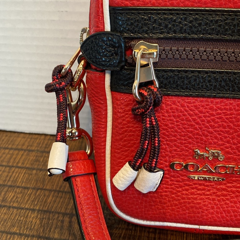 Coach Red Crossbody Bag with Black Trim - Picture 3 of 9